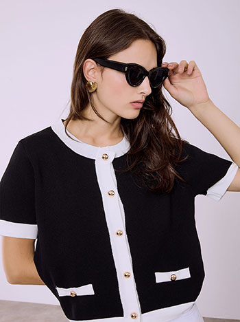 Ζακέτα δίχρωμη σε μαύρο