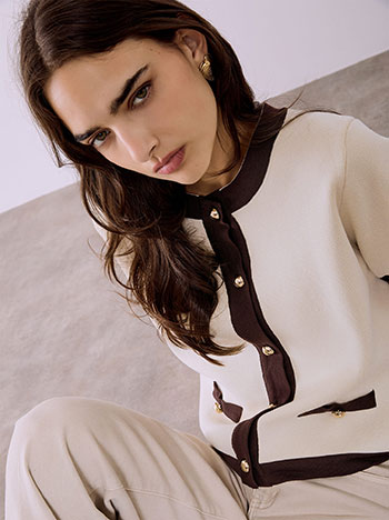 Ζακέτα δίχρωμη σε μπεζ