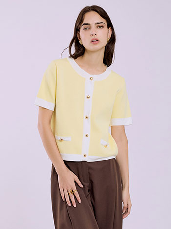 Ζακέτα δίχρωμη σε κίτρινο