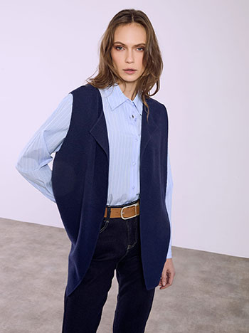 Γιλέκο πλεκτό μονόχρωμο σε σκούρο μπλε