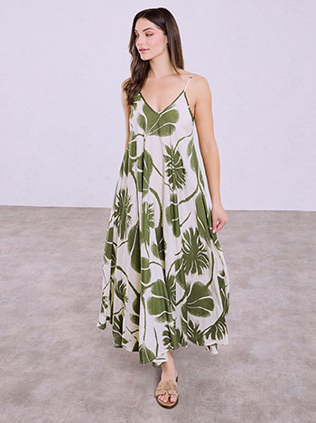 Relaxed-fit printed dress in khaki