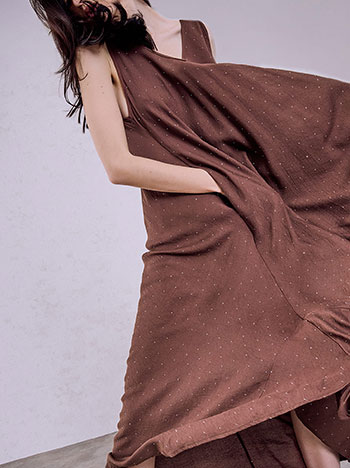 Maxi dress with strass in brown