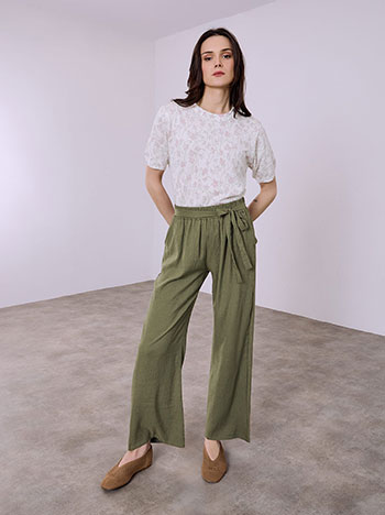 Wide leg trousers monochrome in khaki