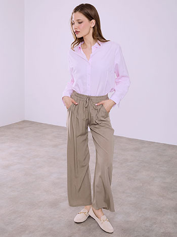 Παντελόνα βαμβακερή μονόχρωμη σε καφέ ανοιχτό