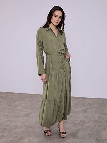 Shirt dress monochrome in khaki
