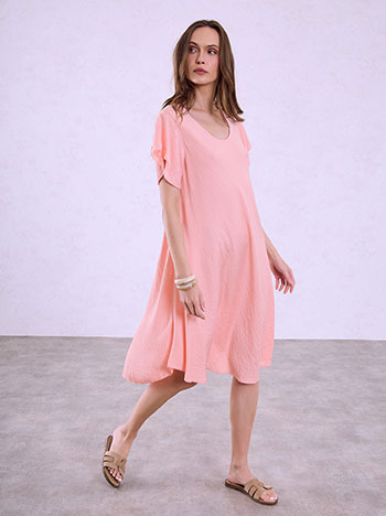 Midi dress with cotton in pink