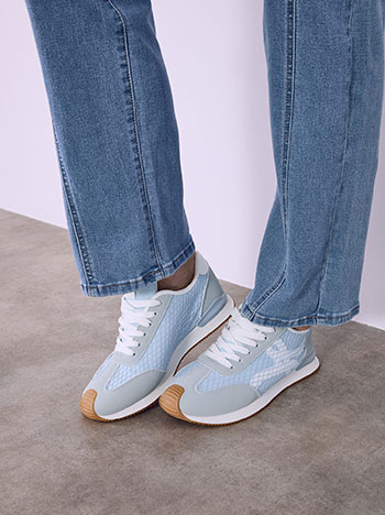 Αθλητικά παπούτσια με συνδυασμό υφασμάτων σε γαλάζιο