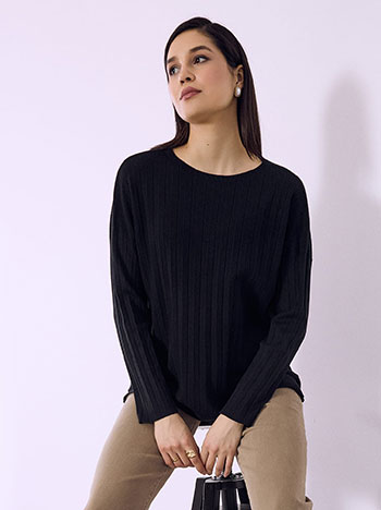 Μπλούζα ασύμμετρη πλισέ σε μαύρο