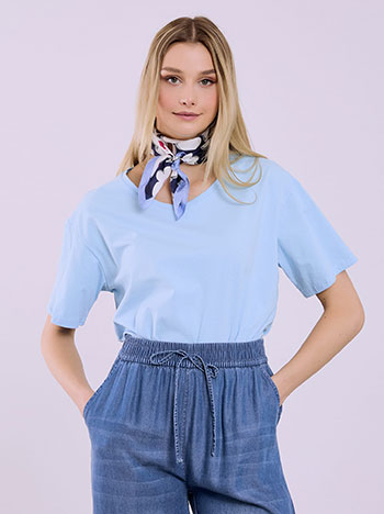 T-shirt μονόχρωμο σε γαλάζιο