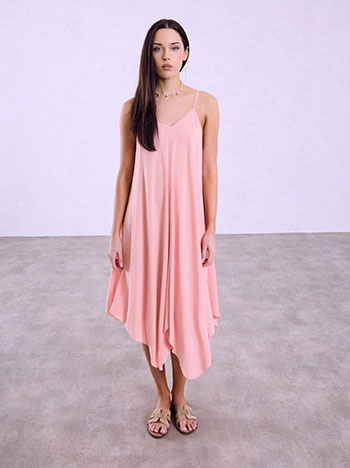 Midi asymmetric dress in pink