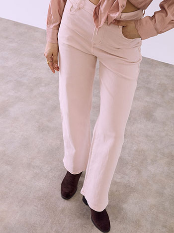 Jeans wide leg with cotton in pink