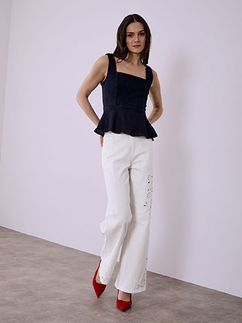 Jeans with broderie details in white
