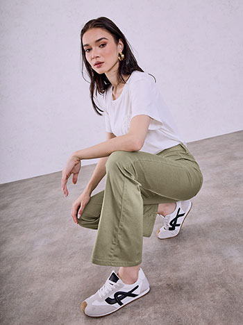 Jeans flare in khaki