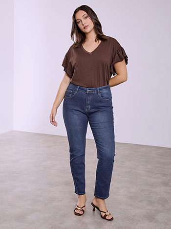 Jeans straight leg faded in dark blue