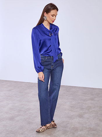 Jeans wide leg faded in blue