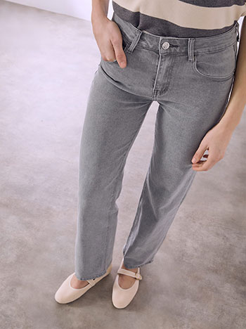 Jeans wide leg high waisted in grey