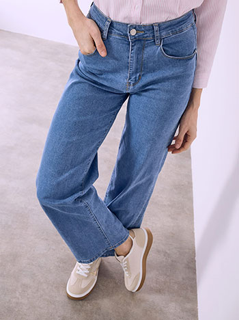 Τζιν wide leg push up σε μπλε