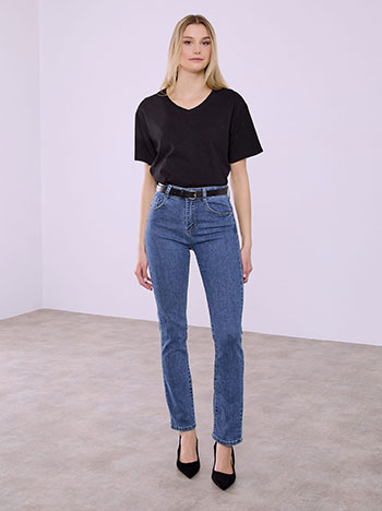 Τζιν push up με ζώνη σε μπλε