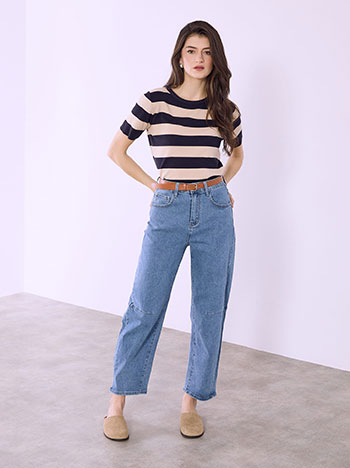 Jeans barrel with detachable belt in blue