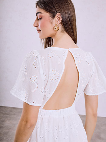 Back cut-out dress in white