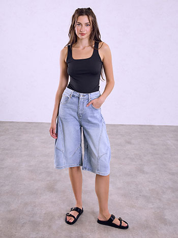 Barrel fit denim bermuda shorts in light blue