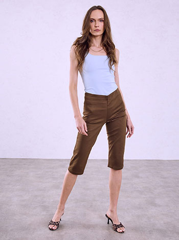 Capri elastic trousers in brown