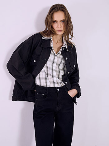 Jacket denim with pockets in black