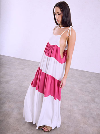 Tie-strap maxi dress in fuchsia