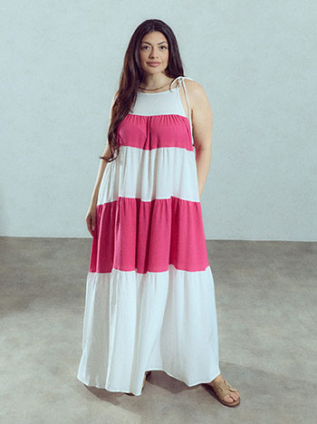 Tie-strap maxi dress in fuchsia