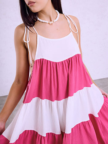 Tie-strap mini dress in fuchsia