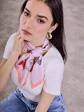 Satin scarf with dogs in orange