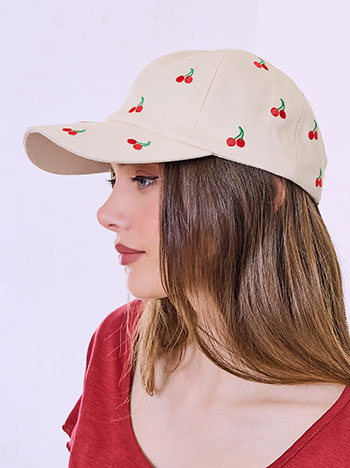 Cherry jockey cap in beige