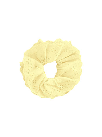 Broderie anglaise scrunchie in yellow
