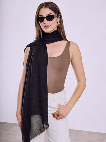 Semi-sheer scarf in black