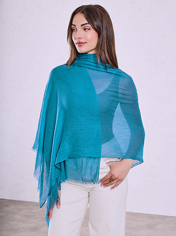 Semi-sheer scarf in teal