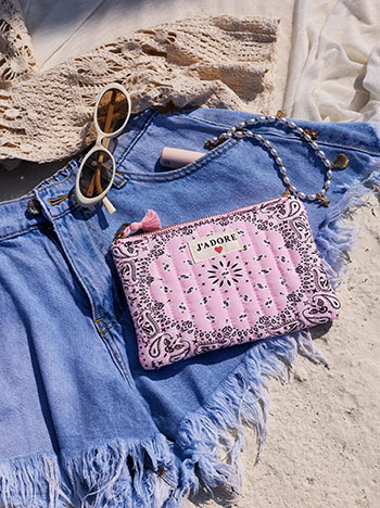 Printed cotton pouch in pink