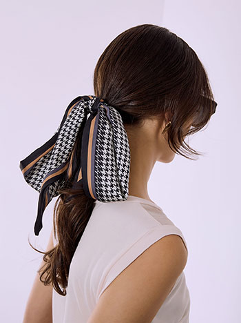 Scarf pied de poule in black