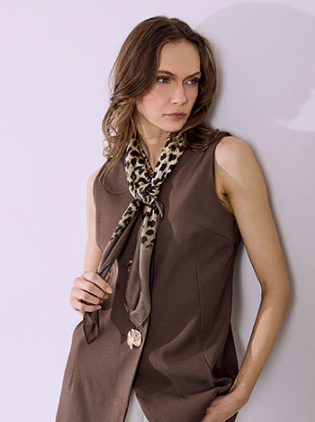 Μαντήλι με λεοπάρ σχέδιο σε καφέ