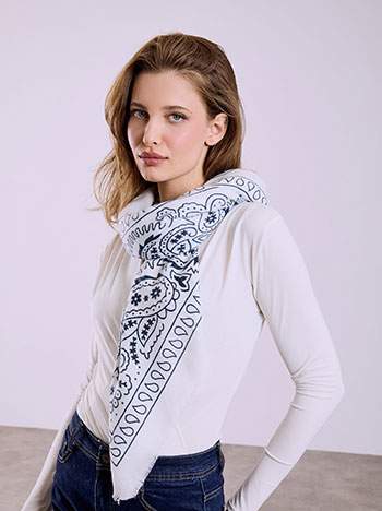 Μαντήλι με σχέδια λαχούρια σε λευκό