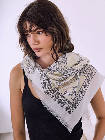 Metallic detail scarf in white