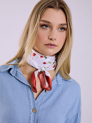 Scarf with cherries in red