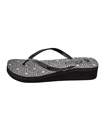 Flip flops with graphic print in black