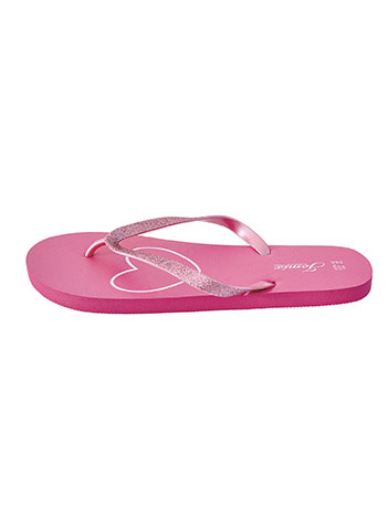 Flip flops with glitter details in fuchsia