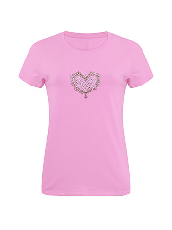T-shirt with heart rhinestone detail in pink, 6.99€ | Celestino