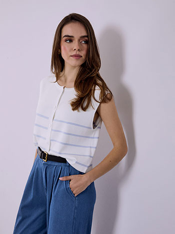 Vest with stripes in sky blue