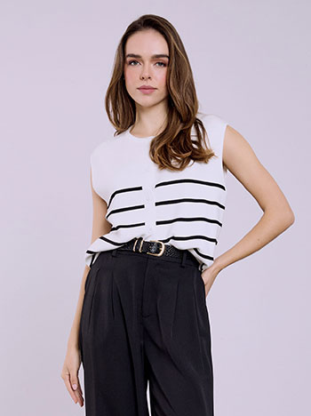 Vest with stripes in black