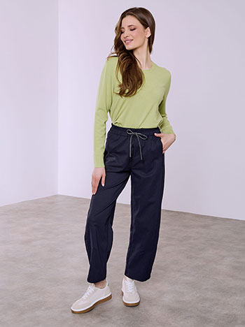 Trousers barrel with elastic waistband in dark blue