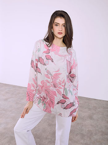 Μπλούζα φλοράλ oversized σε ροζ