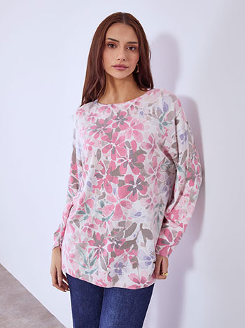 Μπλούζα με λουλούδια σε ροζ