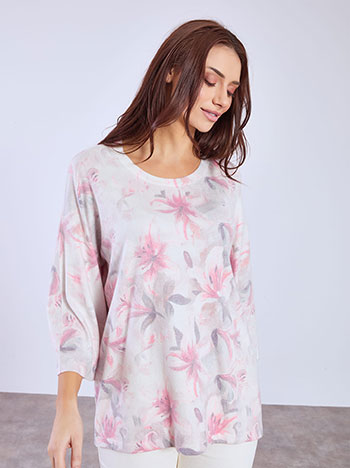 Μπλούζα φλοράλ σε ροζ